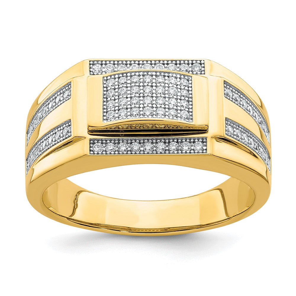 Image of ID 1 10K Yellow Gold Men's CZ Signet Ring