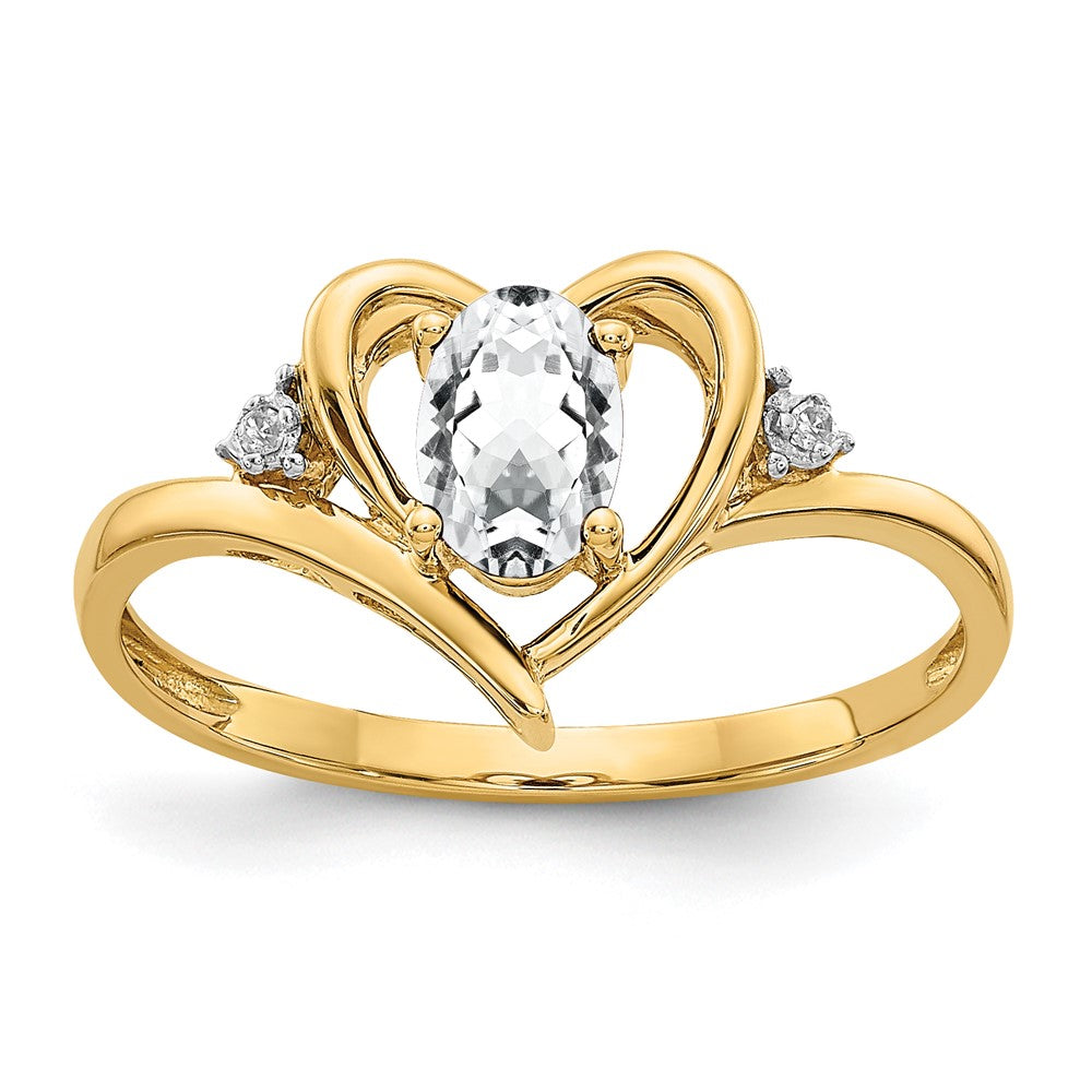 Image of ID 1 10K Yellow Gold Real Diamond & White Topaz Ring