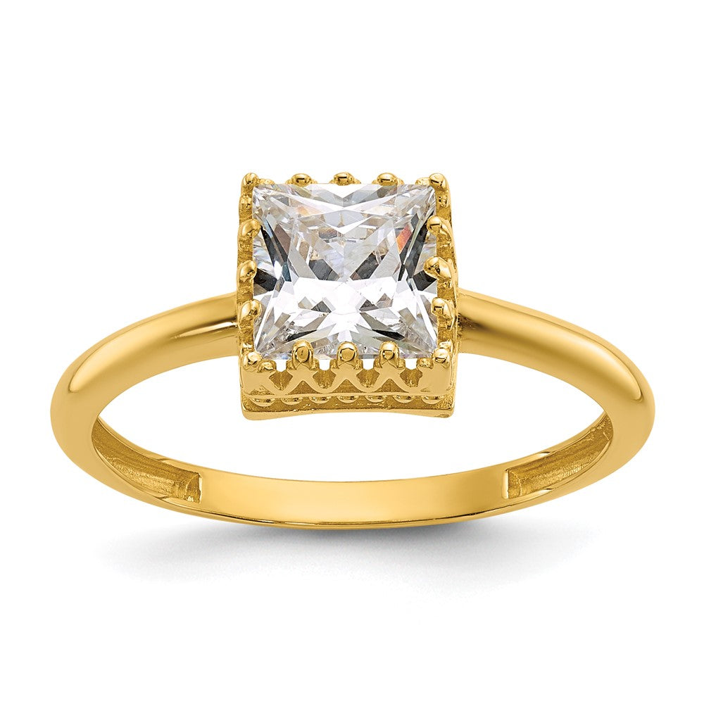 Image of ID 1 10K Yellow Gold Tiara Collection Polished Square CZ Ring