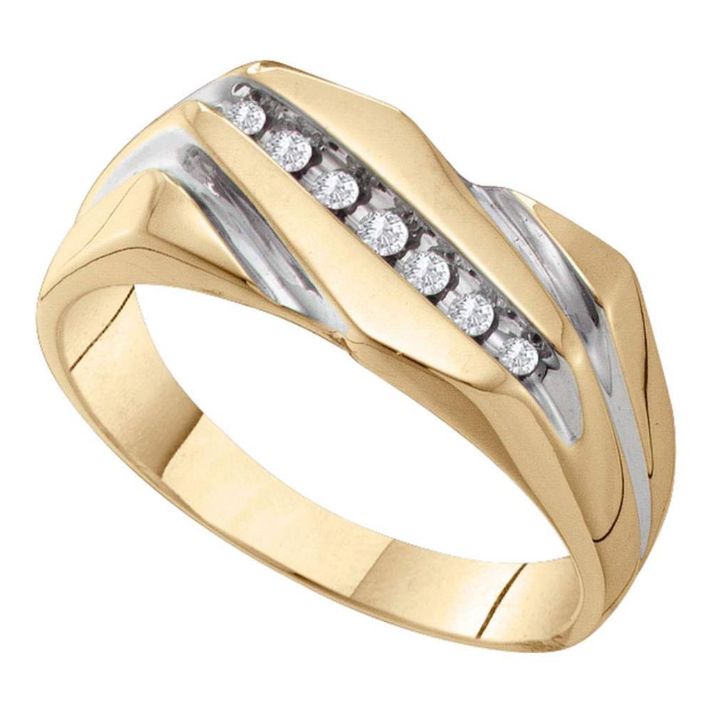 Image of ID 1 10k Two-tone Gold Round Diamond Single Row Wedding Band Ring 1/8 Cttw