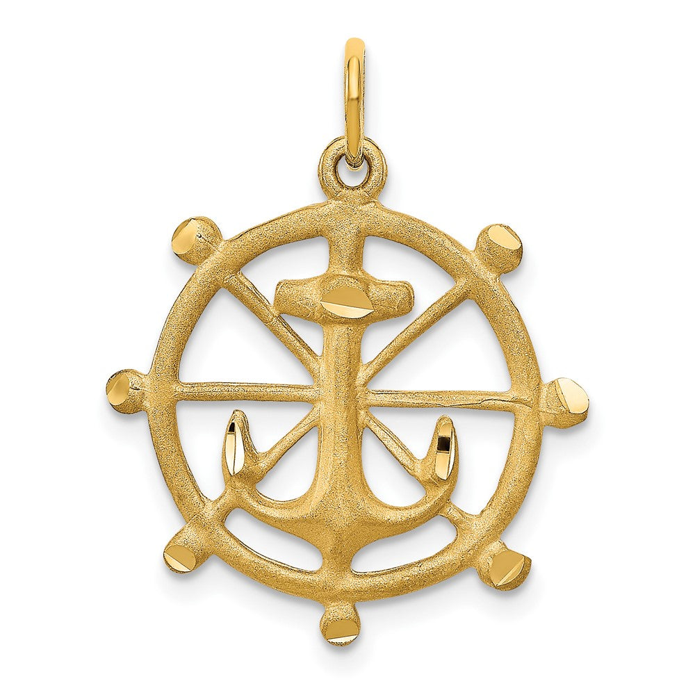 Image of ID 1 10k Yellow Gold Anchor in a Wheel Charm