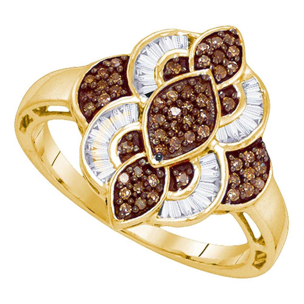 Image of ID 1 10k Yellow Gold Brown Round Cluster Diamond Ring