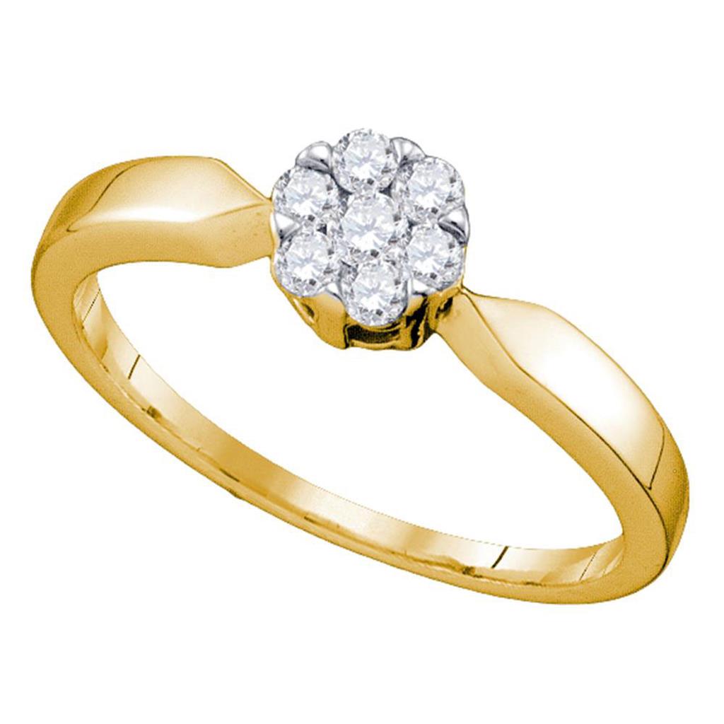 Image of ID 1 10k Yellow Gold Flower Cluster Diamond Bridal Engagement Ring 1/4 Cttw