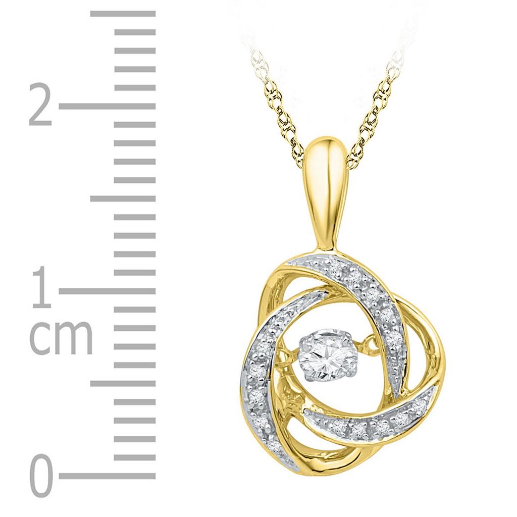 Image of ID 1 10k Yellow Gold Moving Round Diamond Fashion Pendant 1/6 Cttw