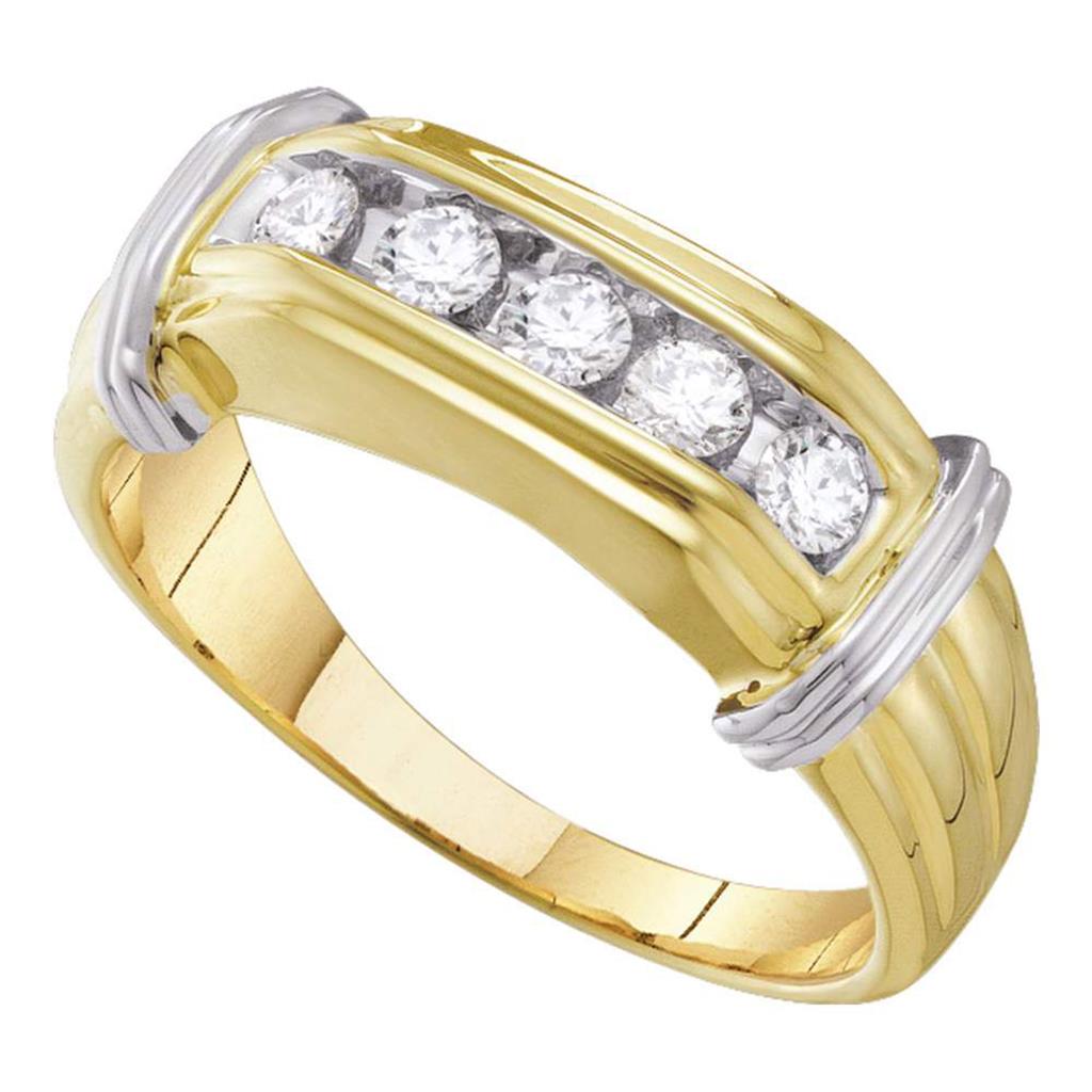 Image of ID 1 10k Yellow Gold Round 5- Stone Diamond Wedding Band Ring