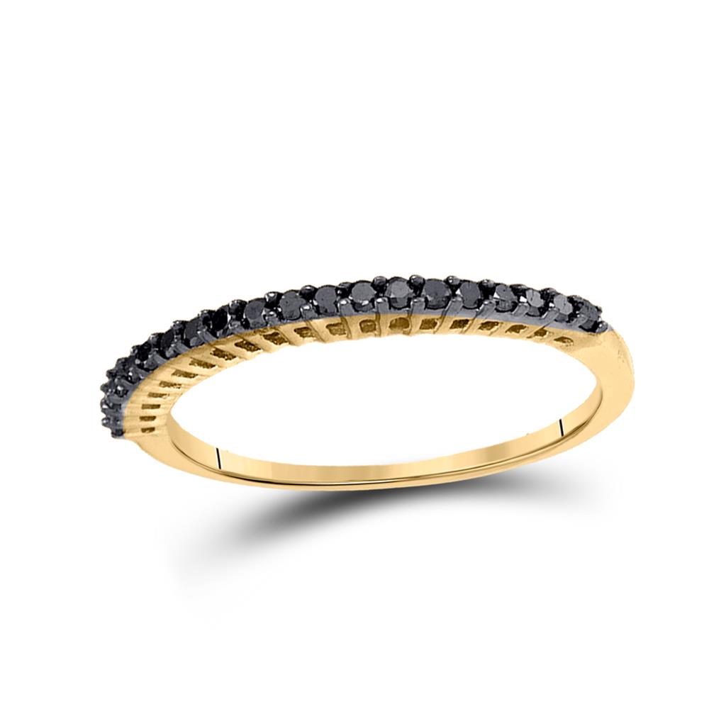 Image of ID 1 10k Yellow Gold Round Black Diamond Band Ring 1/4 Cttw Size 5