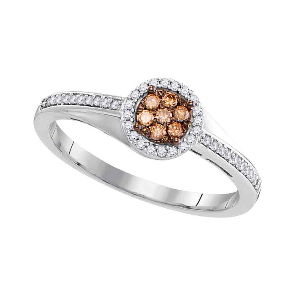 Image of ID 1 10k Yellow Gold Round Brown Diamond Cluster Ring 1/5 Cttw