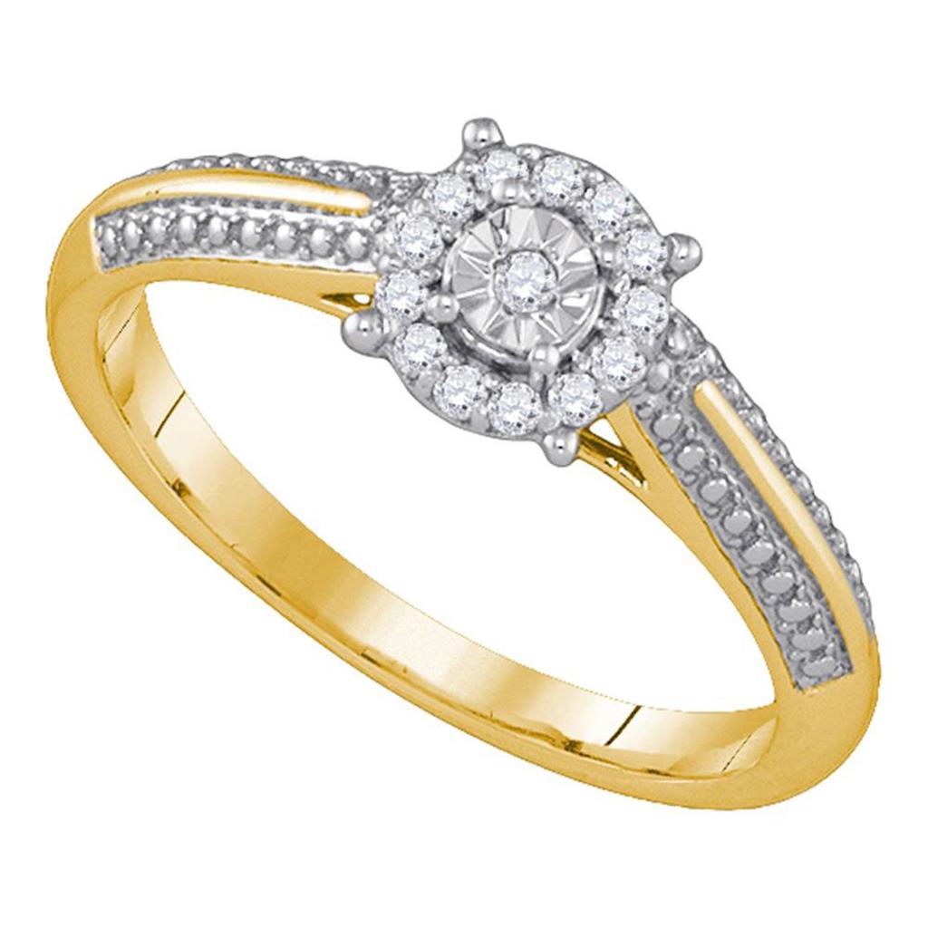Image of ID 1 10k Yellow Gold Round Cluster Engagement Wedding Promise Ring 1/10 Cttw
