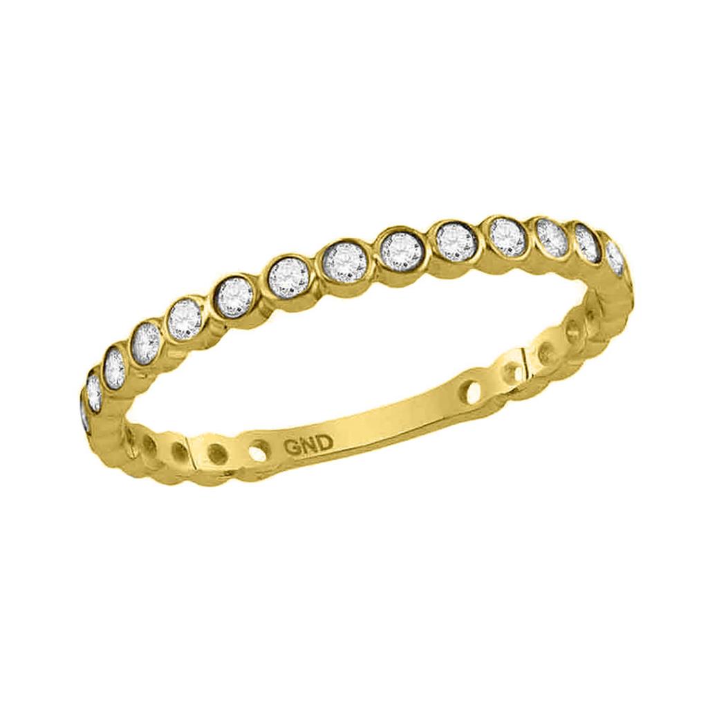 Image of ID 1 10k Yellow Gold Round Diamond Bezel Set Stackable Band 1/5 Cttw