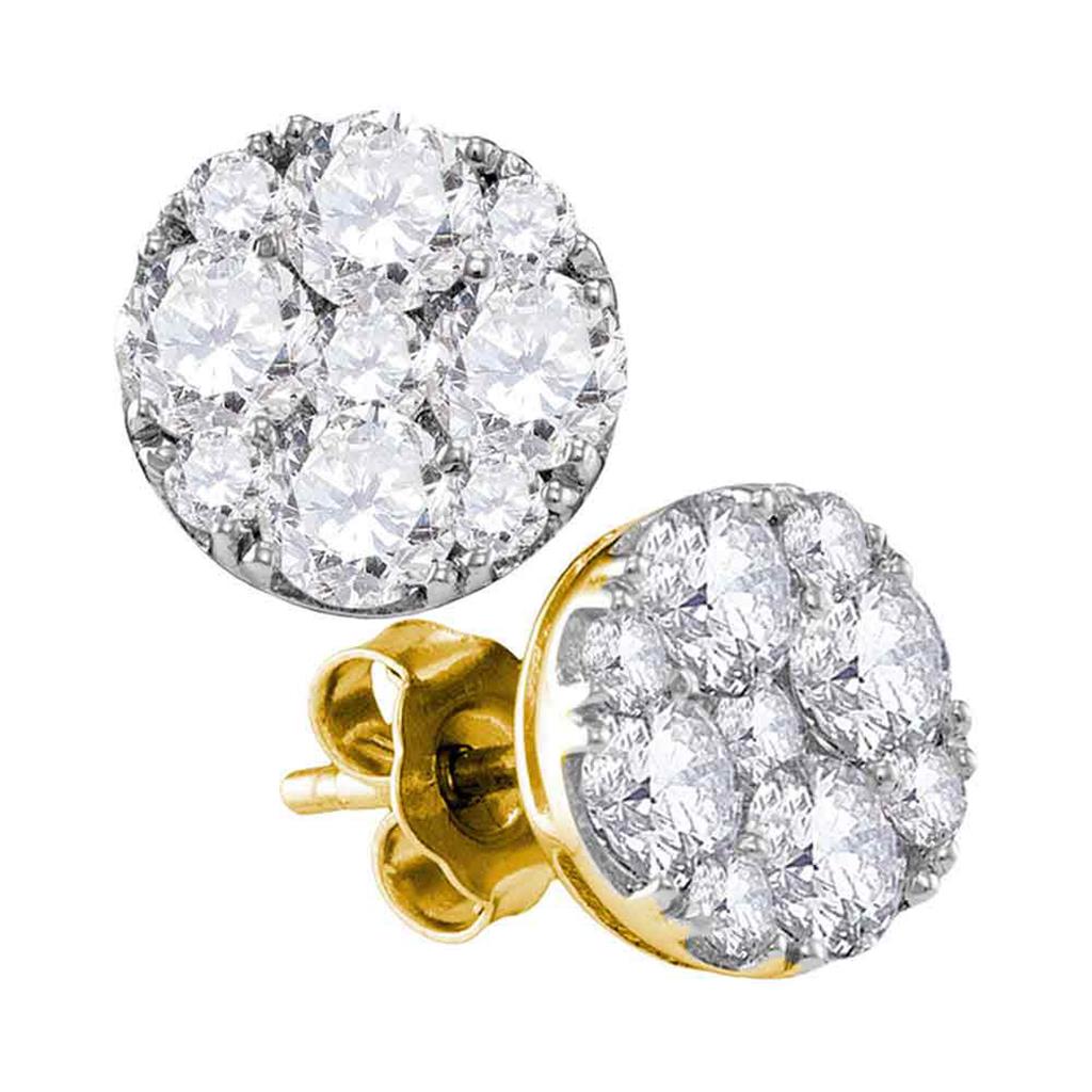 Image of ID 1 10k Yellow Gold Round Diamond Cluster Earrings 1-7/8 Cttw