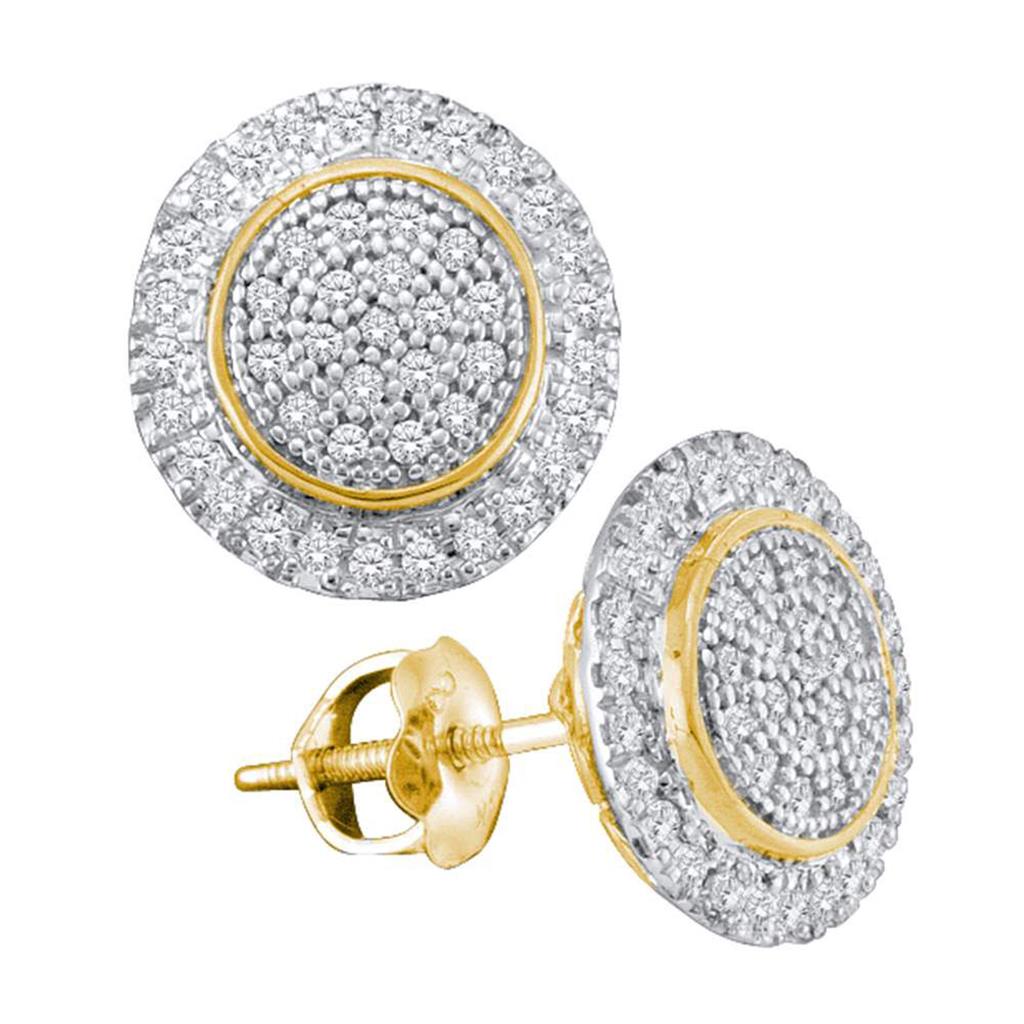 Image of ID 1 10k Yellow Gold Round Diamond Cluster Earrings 1/4 Cttw