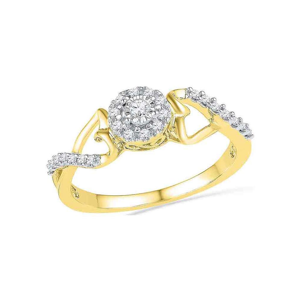 Image of ID 1 10k Yellow Gold Round Diamond Cluster Heart Promise Ring 1/6 Cttw
