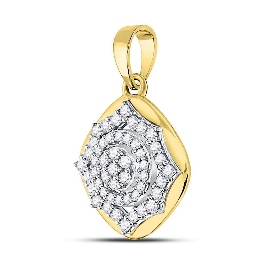 Image of ID 1 10k Yellow Gold Round Diamond Cluster Pendant 1/5 Cttw