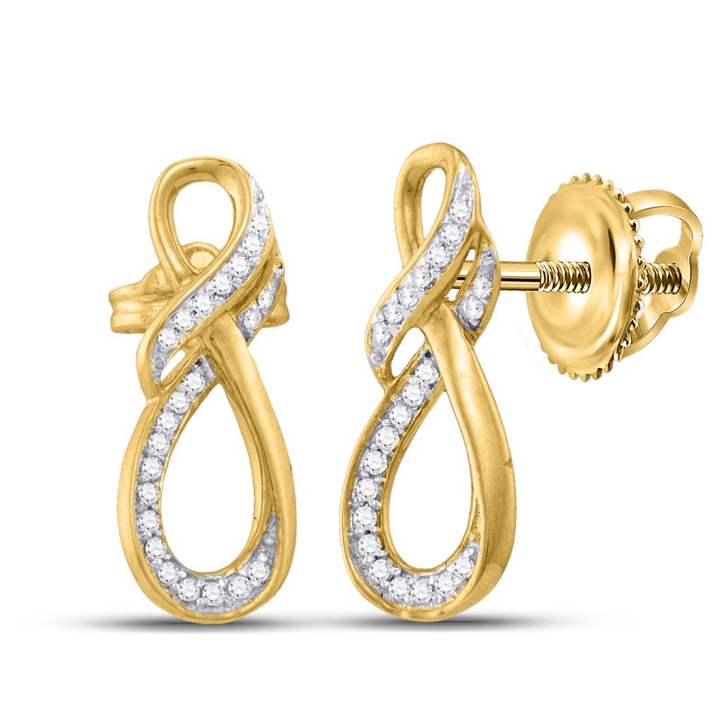 Image of ID 1 10k Yellow Gold Round Diamond Fashion Earrings 1/6 Cttw