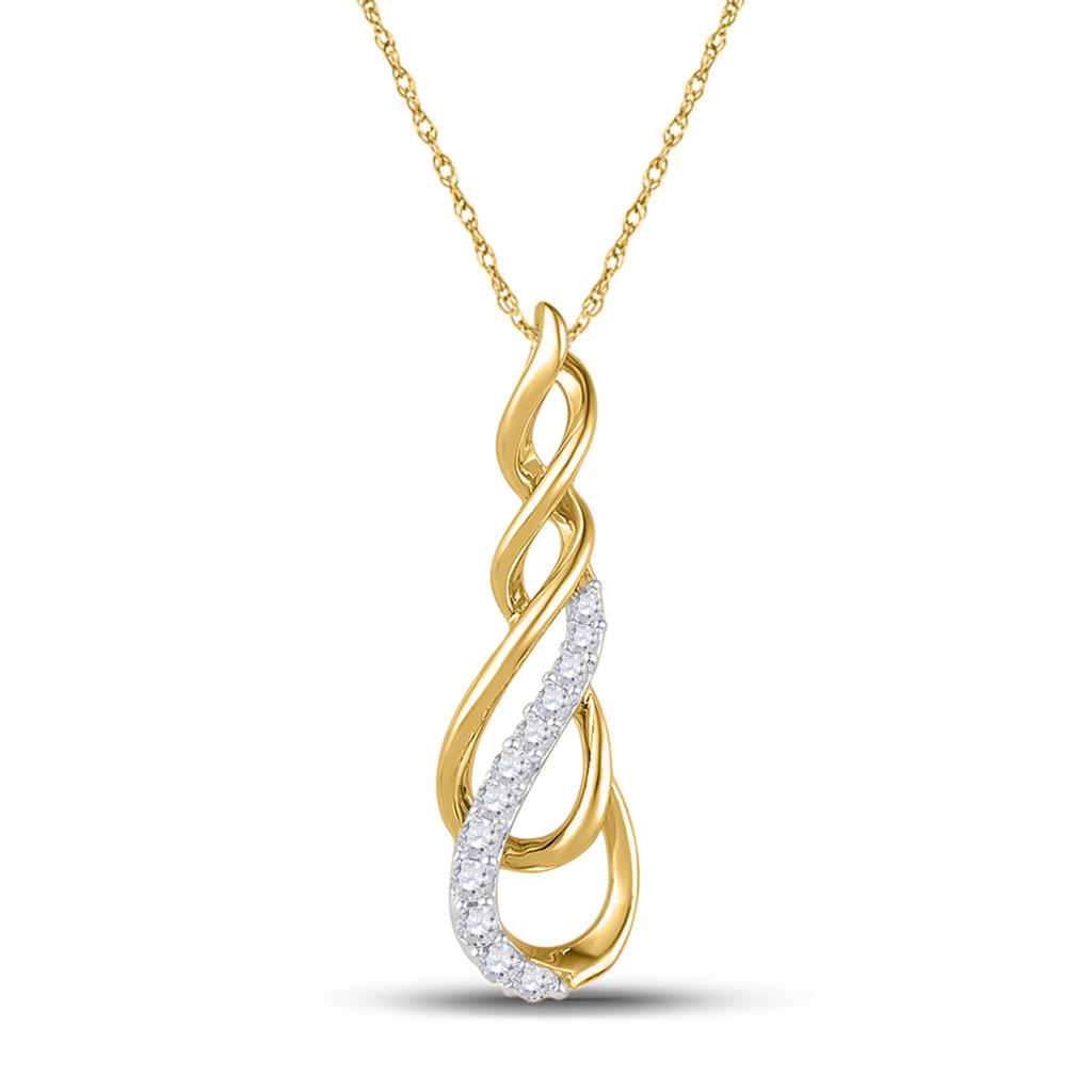 Image of ID 1 10k Yellow Gold Round Diamond Fashion Pendant 1/6 Cttw