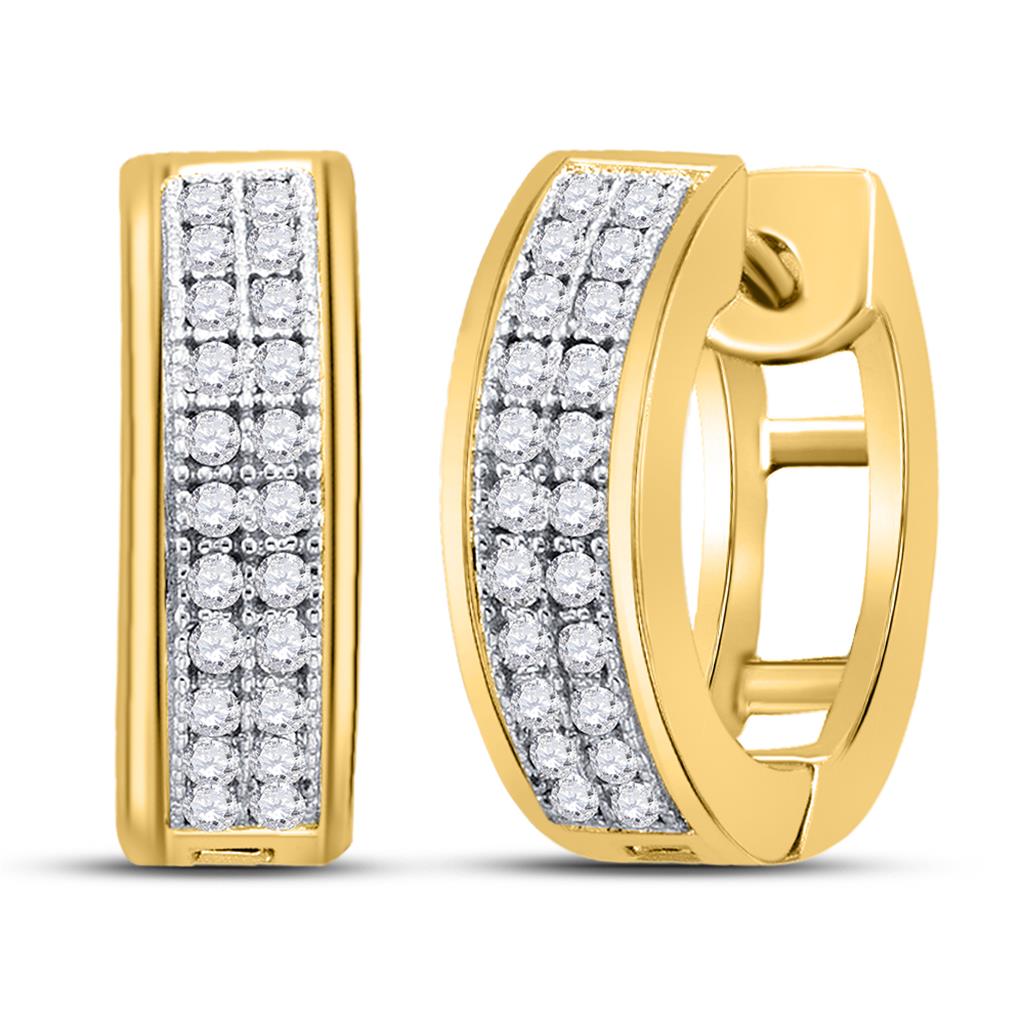 Image of ID 1 10k Yellow Gold Round Diamond Huggie Earrings 1/6 Cttw