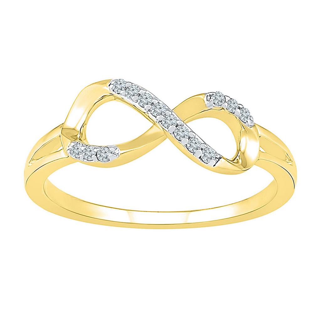 Image of ID 1 10k Yellow Gold Round Diamond Infinity Fashion Ring 1/12 Cttw