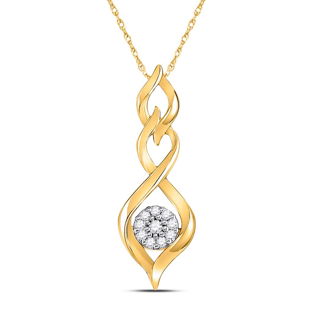 Image of ID 1 10k Yellow Gold Round Diamond Infinity Pendant 1/10 Cttw