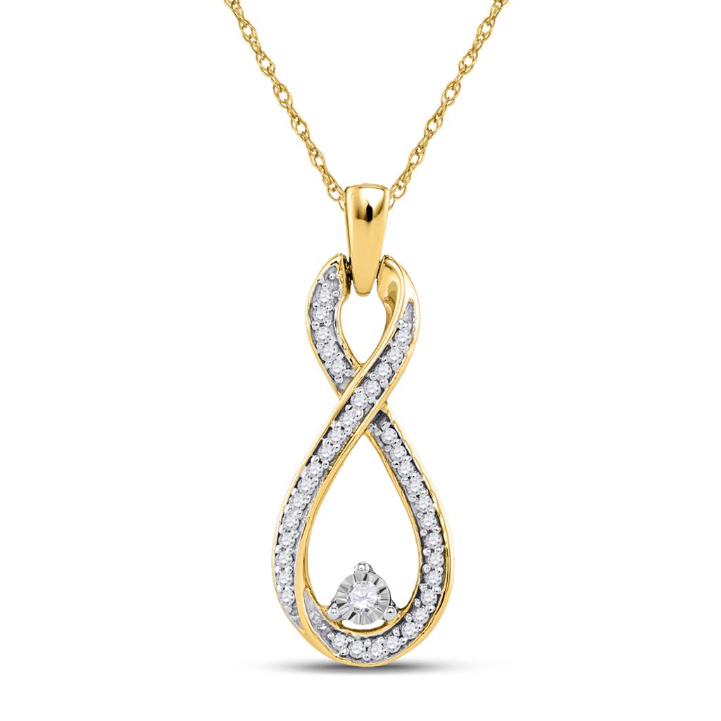 Image of ID 1 10k Yellow Gold Round Diamond Infinity Pendant 1/6 Cttw