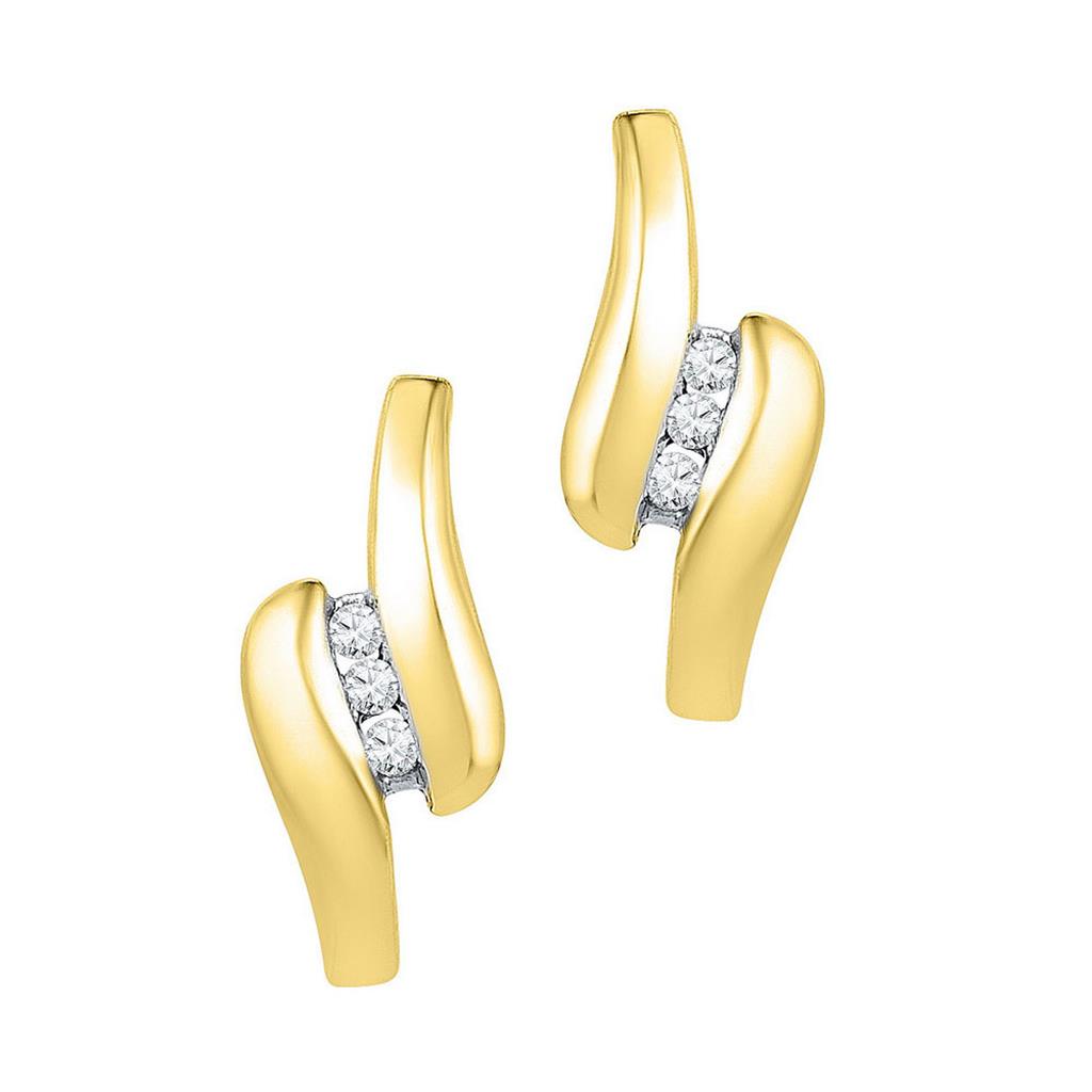 Image of ID 1 10k Yellow Gold Round Diamond J Hoop Earrings 1/8 Cttw