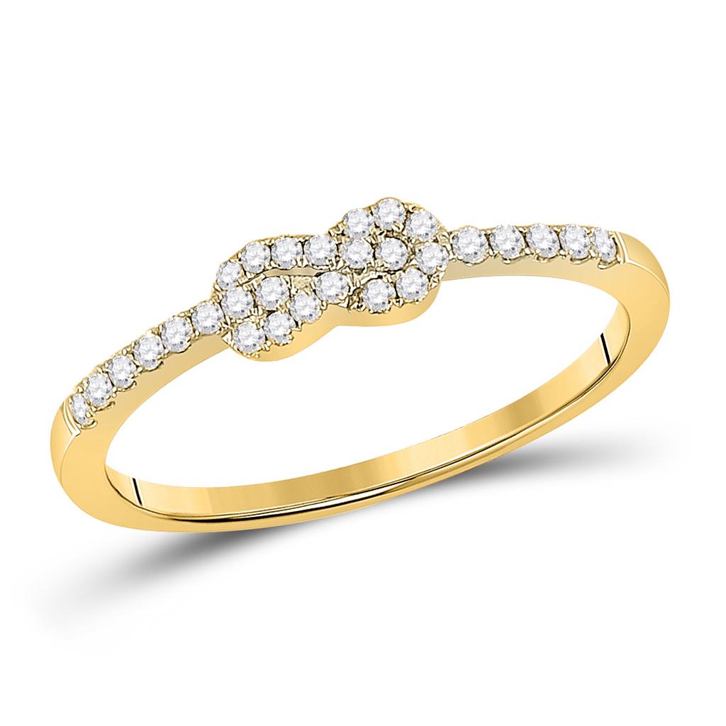 Image of ID 1 10k Yellow Gold Round Diamond Knot Stackable Band Ring 1/5 Cttw