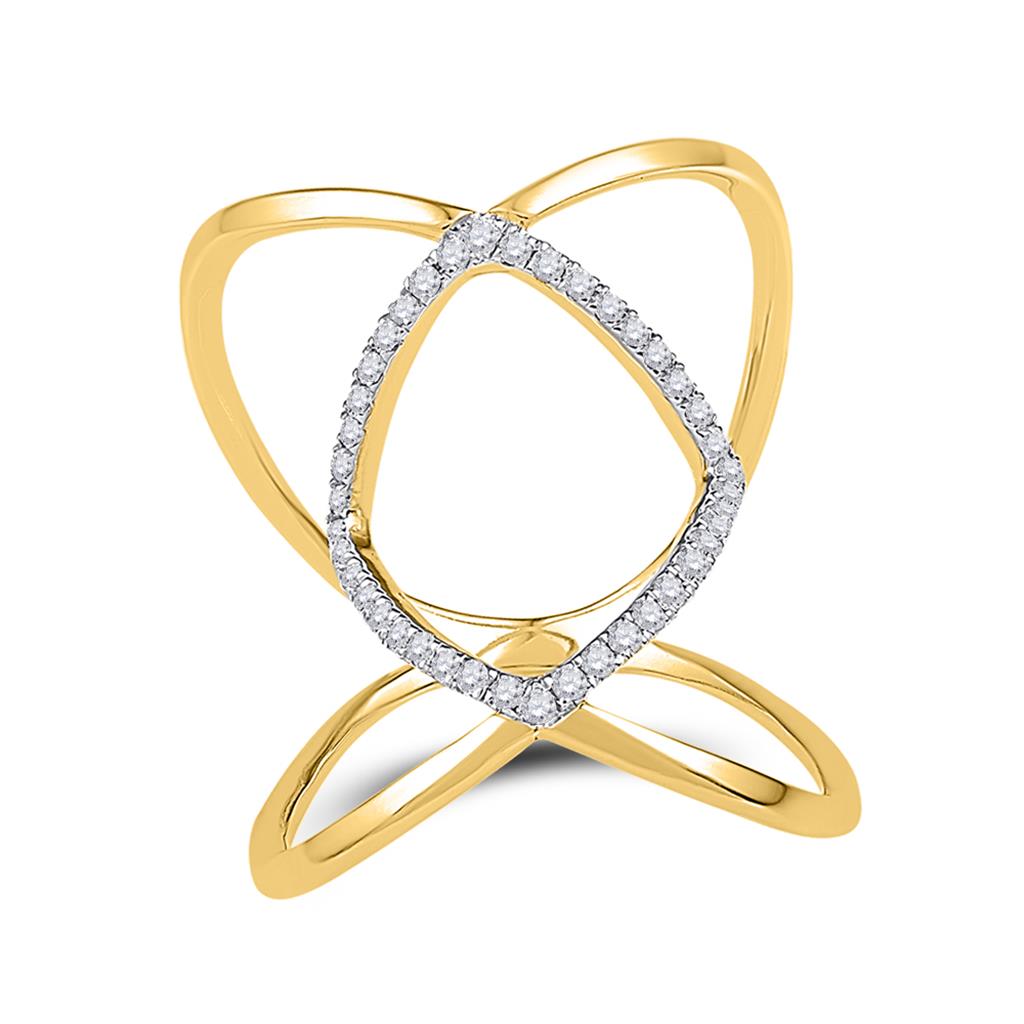 Image of ID 1 10k Yellow Gold Round Diamond Open Strand Knuckle Fashion Ring 1/6 Cttw