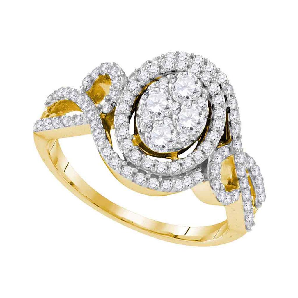 Image of ID 1 10k Yellow Gold Round Diamond Oval Bridal Engagement Ring 1 Cttw