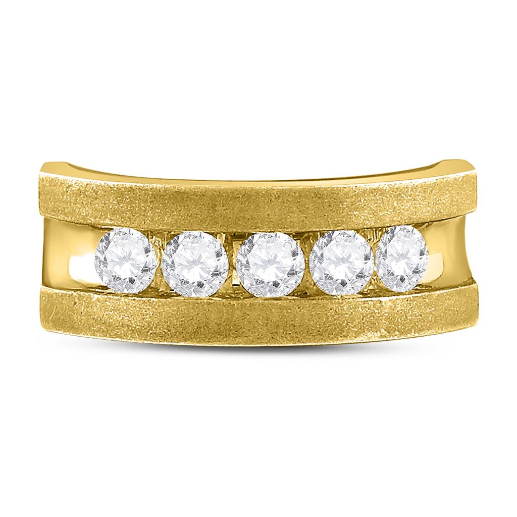 Image of ID 1 10k Yellow Gold Round Diamond Single Row 5-Stone Wedding Band Ring 1/2 Cttw