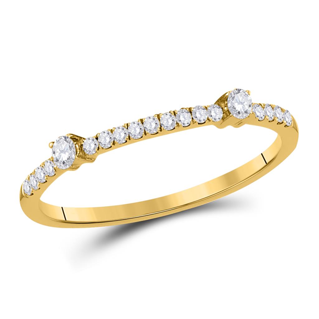 Image of ID 1 10k Yellow Gold Round Diamond Single Row Stackable Band Ring 1/6 Cttw