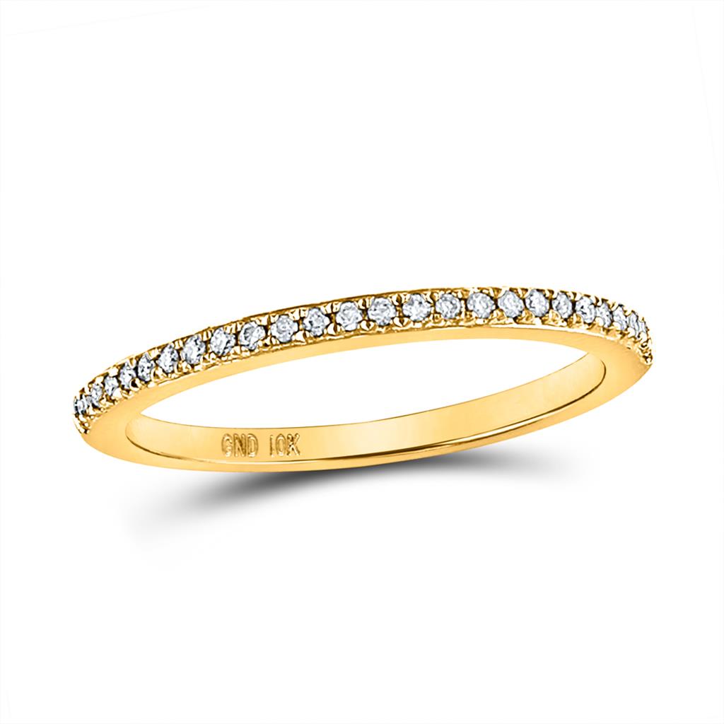 Image of ID 1 10k Yellow Gold Round Diamond Single Row Stackable Band Ring 1/8 Cttw Size 9