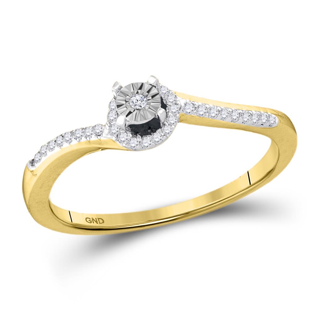 Image of ID 1 10k Yellow Gold Round Diamond Solitaire Bridal Engagement Ring 1/6 Cttw