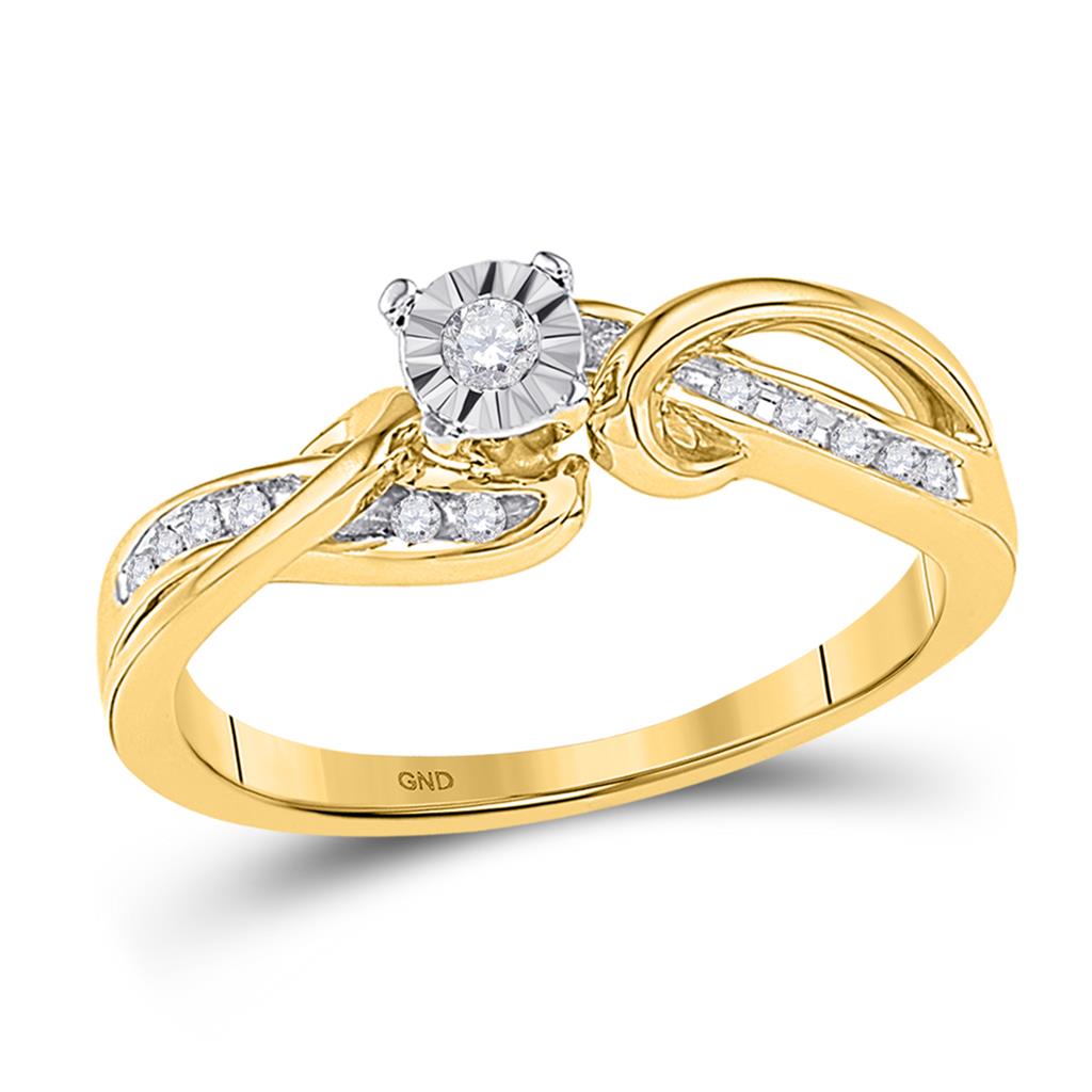 Image of ID 1 10k Yellow Gold Round Diamond Solitaire Bridal Engagement Ring 1/8 Cttw