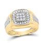 Image of ID 1 10k Yellow Gold Round Diamond Square Ring 3/4 Cttw