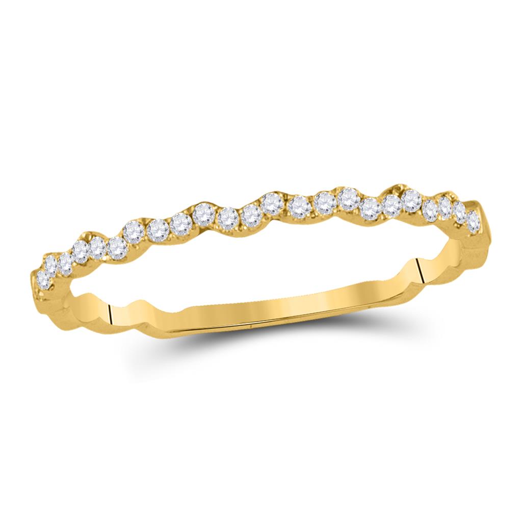 Image of ID 1 10k Yellow Gold Round Diamond Stackable Band Ring 1/8 Cttw