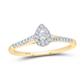 Image of ID 1 10k Yellow Gold Round Diamond Teardrop Halo Promise Ring 1/5 Cttw