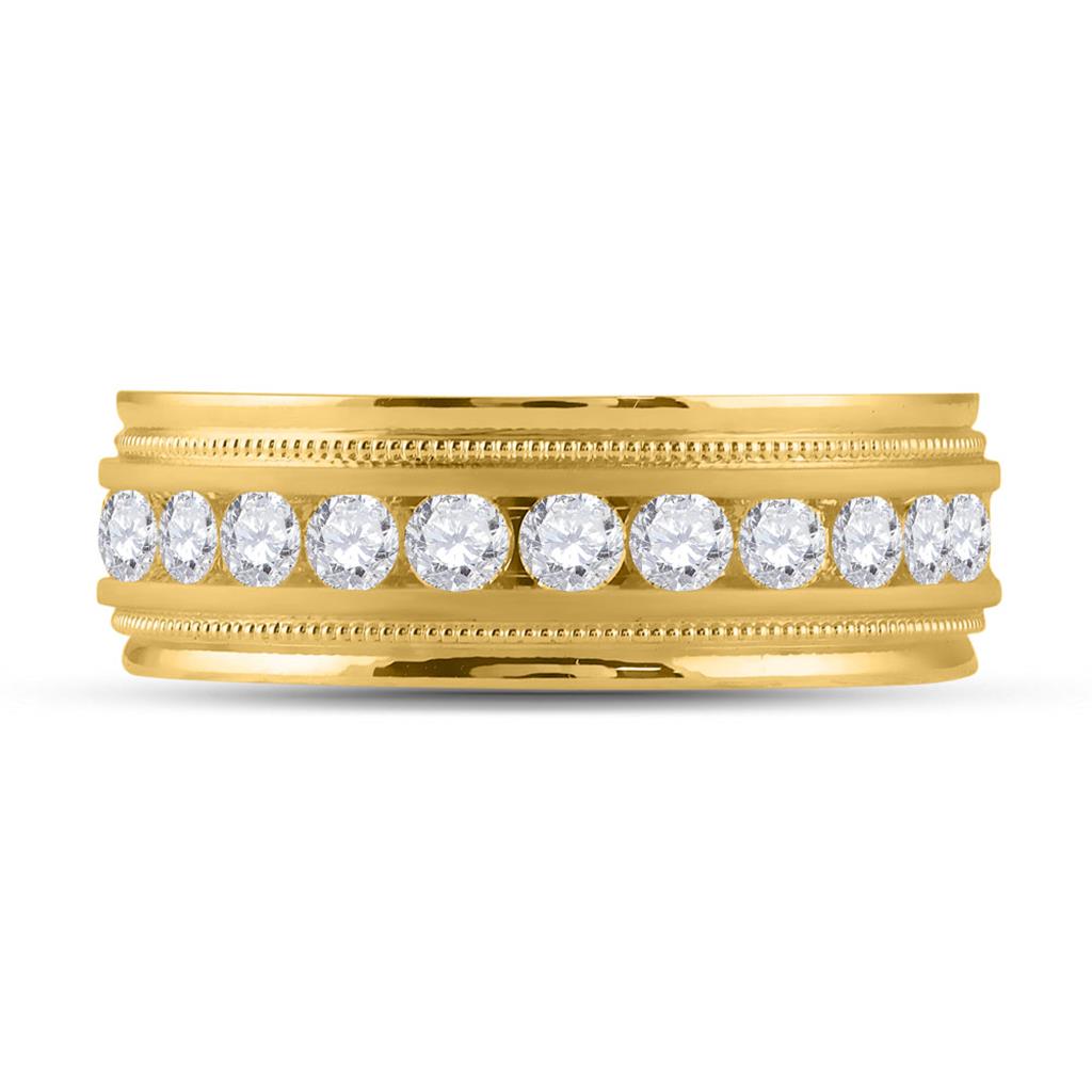 Image of ID 1 10k Yellow Gold Round Diamond Wedding Single Row Band Ring 1 Cttw