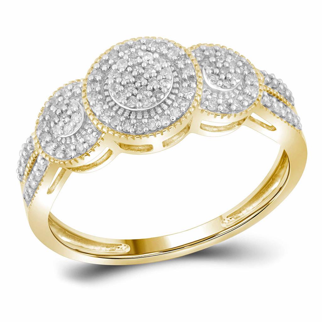 Image of ID 1 10kt Yellow Gold Round Diamond Cluster Bridal Wedding Engagement Ring 1/4 Cttw