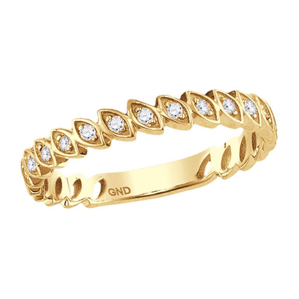 Image of ID 1 10kt Yellow Gold Round Diamond Ovals Stackable Band Ring 1/10 Cttw