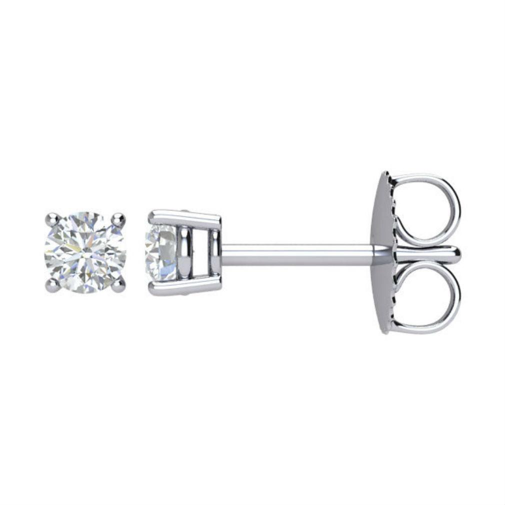 Image of ID 1 1/10 Ct Natural I1 Clarity J K Color Natural Diamond Stud Push on Post Earrings in 14K White Gold