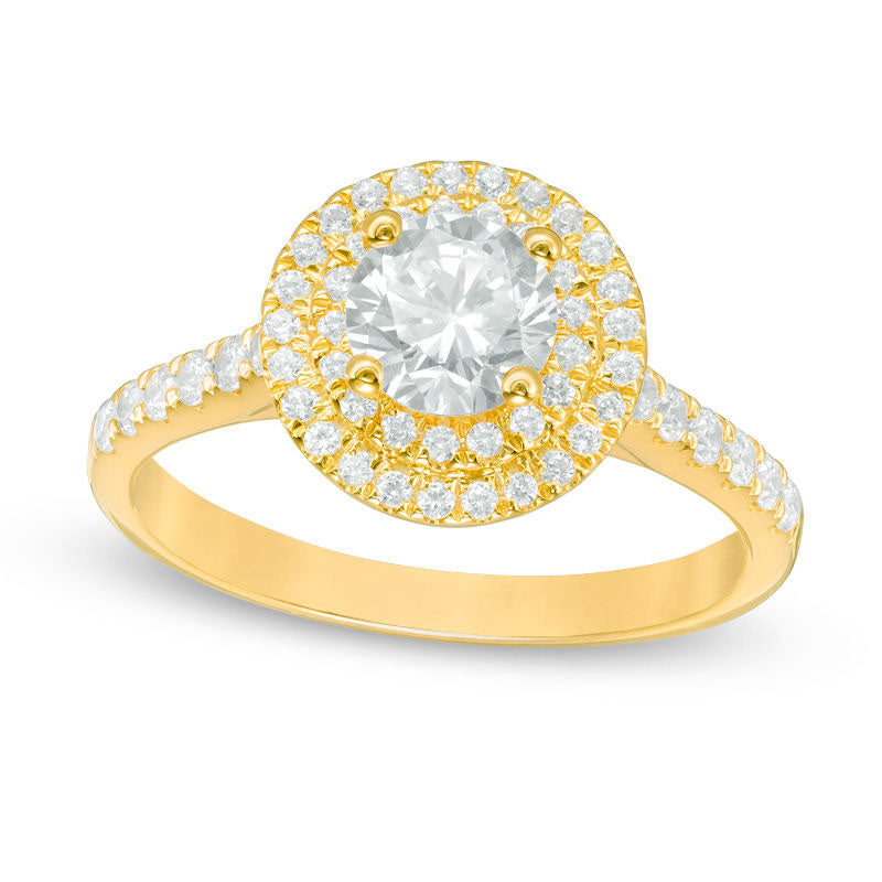 Image of ID 1 120 CT TW Natural Diamond Double Frame Engagement Ring in Solid 14K Gold