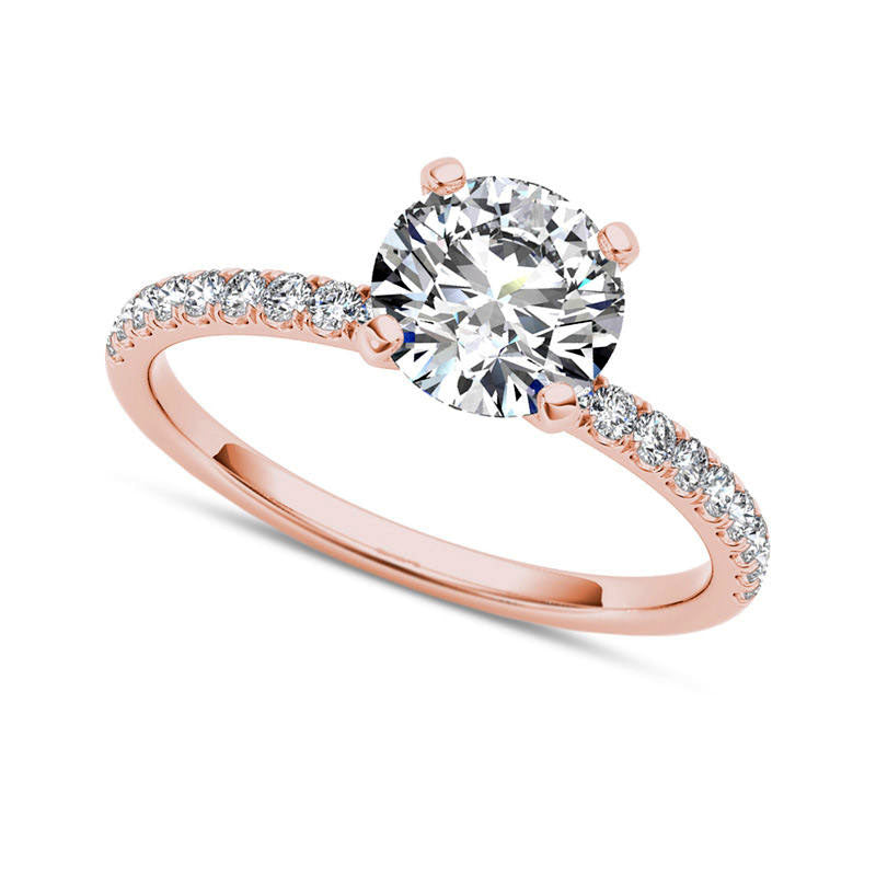 Image of ID 1 120 CT TW Natural Diamond Engagement Ring in Solid 14K Rose Gold