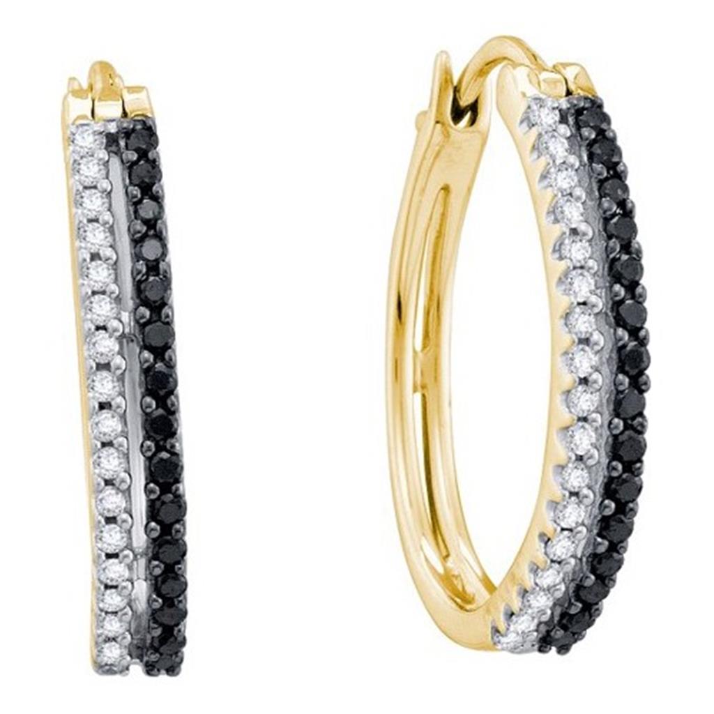 Image of ID 1 1/2CTW-Diamond BLACK HOOPS