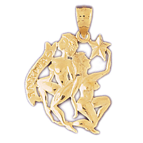 Image of ID 1 14K Gold 20MM Zodiac Gemini Pendant