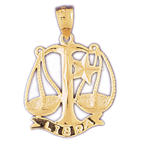 Image of ID 1 14K Gold 20MM Zodiac Libra Pendant