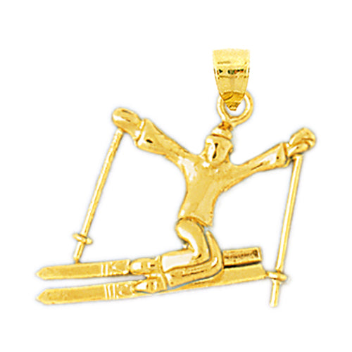 Image of ID 1 14K Gold 22MM Skier Pendant