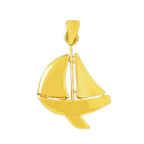 Image of ID 1 14K Gold 24MM Single Sloop Sailboat Pendant