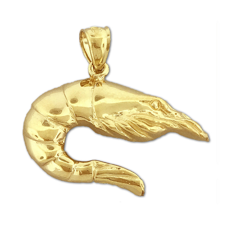 Image of ID 1 14K Gold 25MM Shrimp Pendant