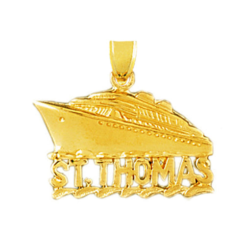 Image of ID 1 14K Gold 25MM St Thomas Cruise Ship Pendant