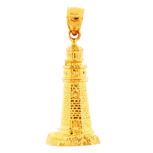 Image of ID 1 14K Gold 27MM Lighthouse Pendant