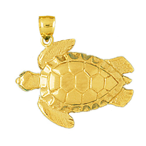 Image of ID 1 14K Gold 28MM Sea Turtle Pendant